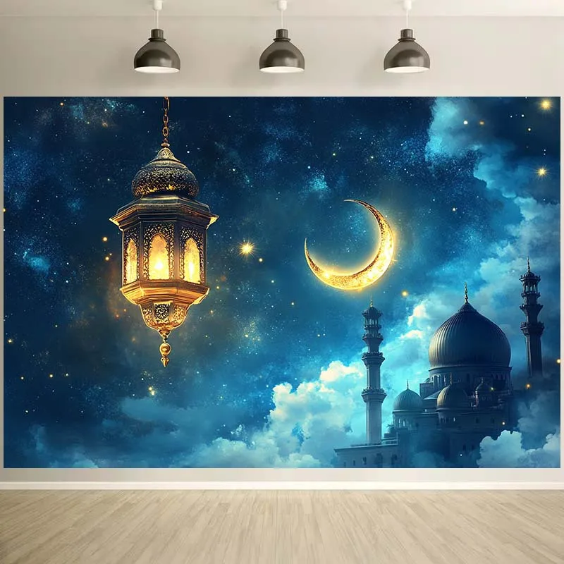 Islamic Lantern Tapestry Moon Mosque Art Wall Hanging Middle East Decor Free Hooks Included Elevate  Space Simple Installation