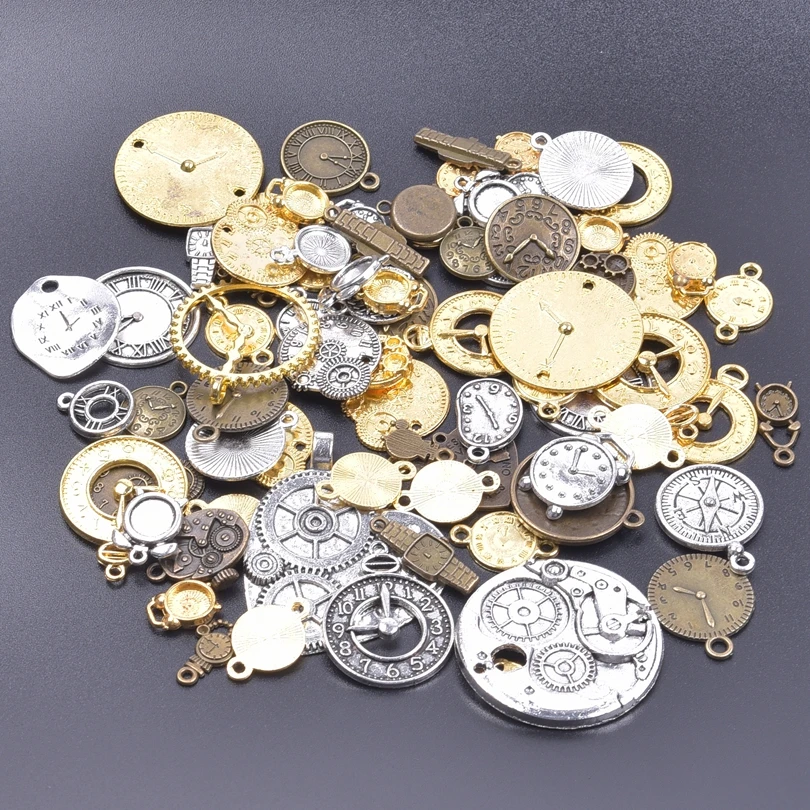 10/20/30Pcs Vintage Mechanical Steampunk Clock Gear Charms Jewelry Wholesale DIY Random Mix Watch Strap Pendant Supplies Finding