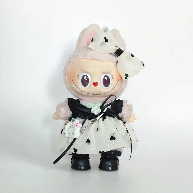 

17cm Labubu V1/V2 Idol Outfit Set EXO Kpop Inspired Love Bow Skirt + Plush Top Kawaii Collectible Fan Gift