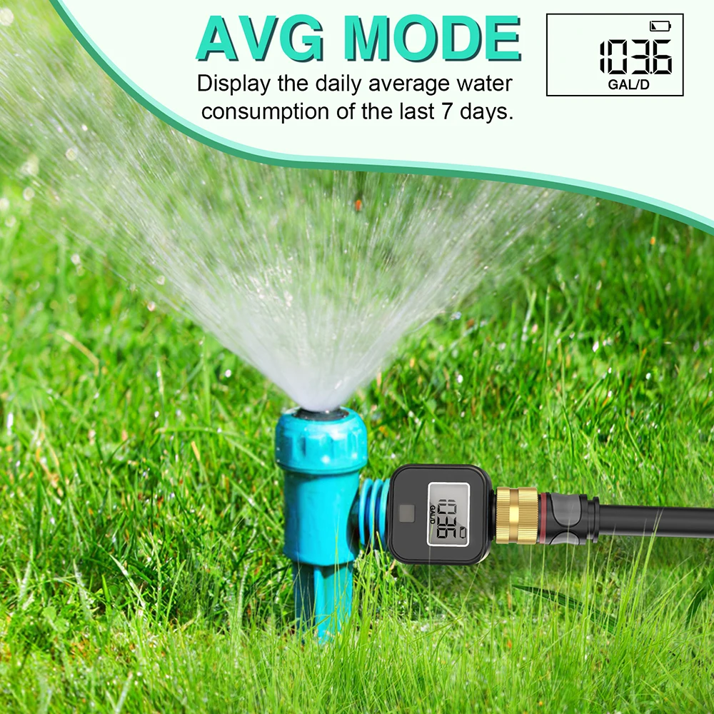 Digital Water Flow Meter High Accuracy IP5X Measure Water Consumption and Flow Rate for Outdoor Garden Watering Irrigation Hose