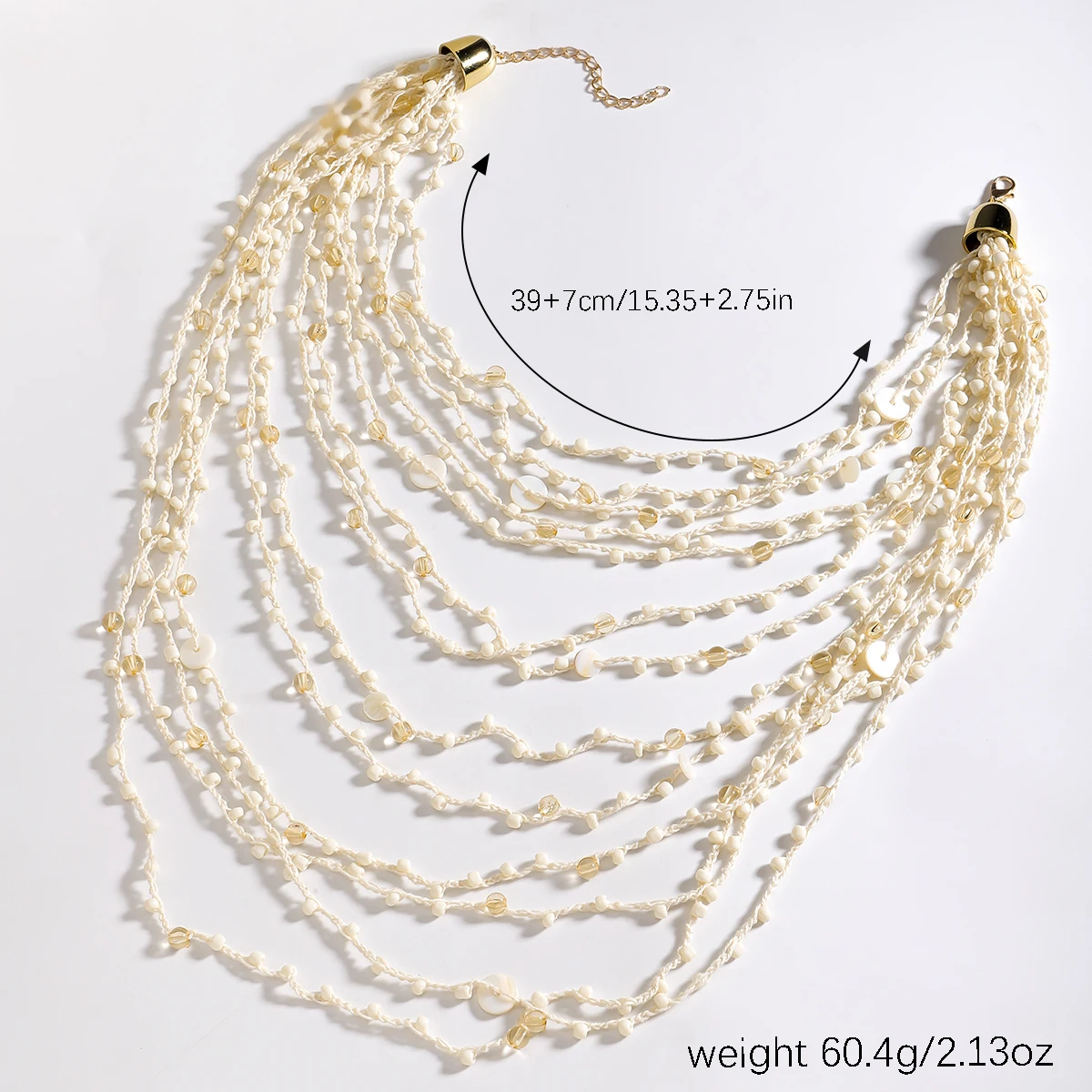 Bohemian multi-layered handmade beaded necklace creative braided clavicle chain exaggerated necklace