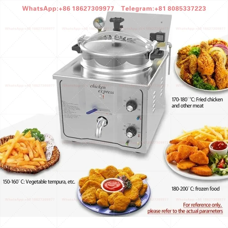 Commercial Electric High Pressure Fryer Single Cylinder Countertop Large Capacity Fried Chicken Machine