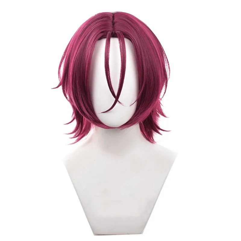 アニメ無料!! Rin Matsuoka-男性用コスプレウィッグ,ショートヘア,耐熱性,ハロウィーンパーティー用,キャップ,紫,赤,33cm