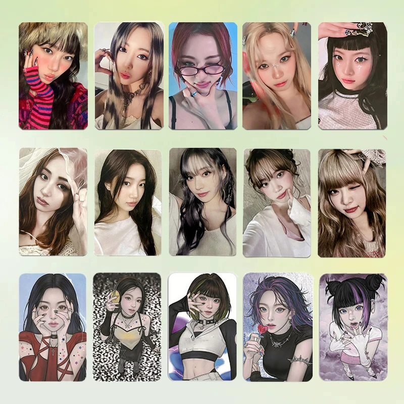 5/15Pcs/Set Kpop Chaewon Yunjin CRAZY Album Photocards Manga Ver Lomo Cards Eunchae Kazuha Selfie Postcards Fans Birthday Gifts