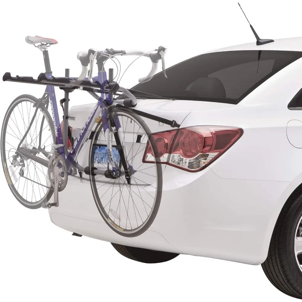 

Back-up 3-Bike Trunk-Mounted Bike Rack – Adjustable Straps – Padding for Bikes and Vehicle – toll-Free Installation - Folds for