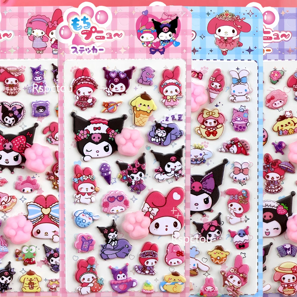 

3D Kawaii Happy Sanrio Buttocks Stickers Cartoon Soft Decompression Bubble Sticker Phone Case Decoration Decals Toys Gifts