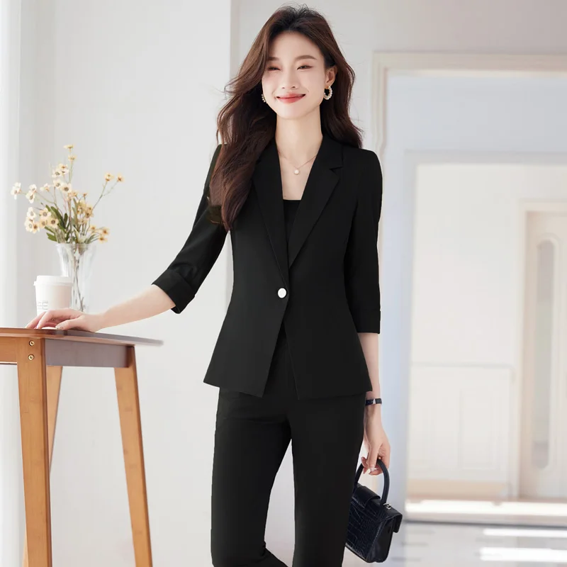 NAVIU Women Spring New Fashion Professional Suits Matching Set Korean Elegant Casual Blazer Coat Pants Two Piece Female Clothing