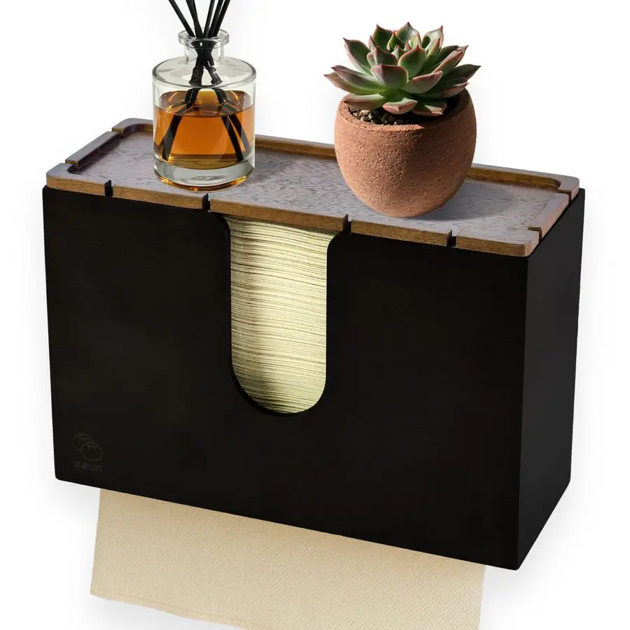 

Держатель для бумажных полотенец из бамбука, настенный и настольный диспенсер для полотенец для ванной, кухни и офиса, подходит для полотенец CFold, Mu