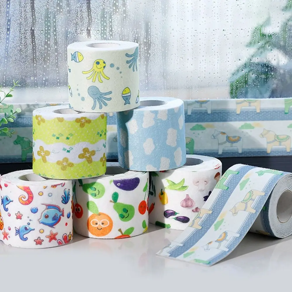 Nastro per lavello in tessuto non tessuto Nastro per mastice per WC impermeabile per cartoni animati Nastro sigillante per lavabo autoadesivo che assorbe l'umidità