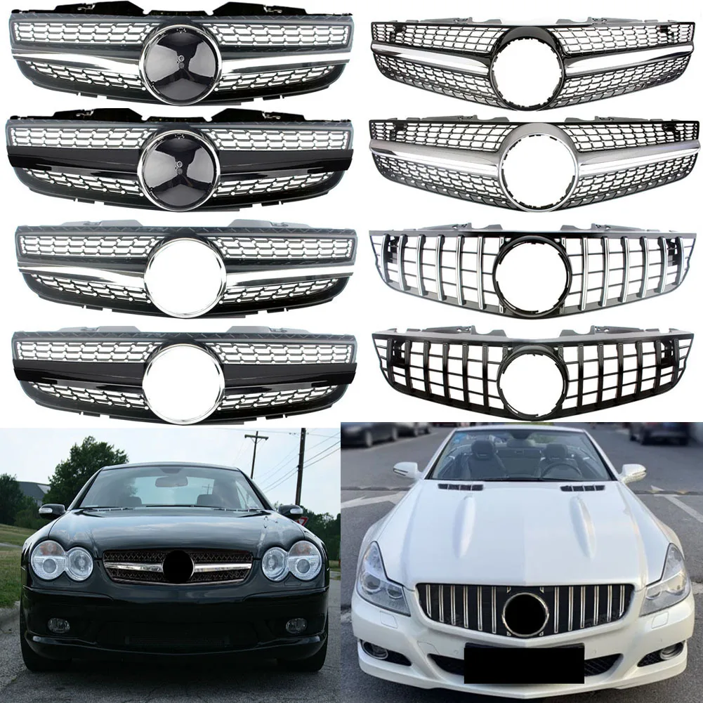 Front Racing Facelift Grilles Upper Grille For Mercedes-Benz SL-Class R230 SL500 SL550 SL600 2003-2006 2007-2009 2008-2012