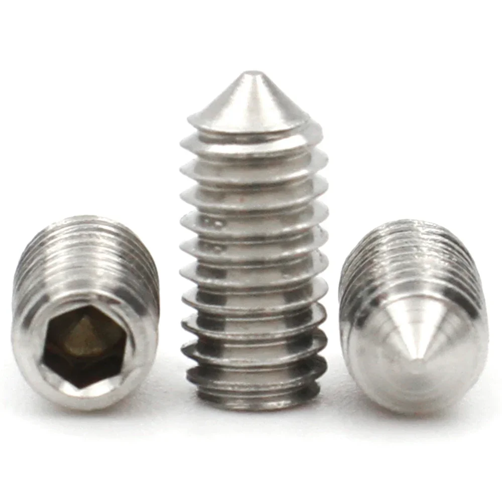 10/20/50pcs M2 M2.5 M3 M4 M5 M6 M8 12.9 Black Carbon Steel 304 Stainless Steel Hexagon Allen Head Cone Point Grub Set Screw Bolt
