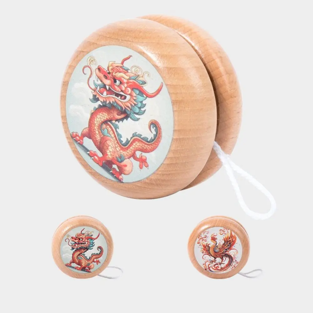 

High Quality Brainstorming 1A Yoyo Toy Beginner Cartoon Yoyo Ball Concentration Wooden Nostalgic Toys Children