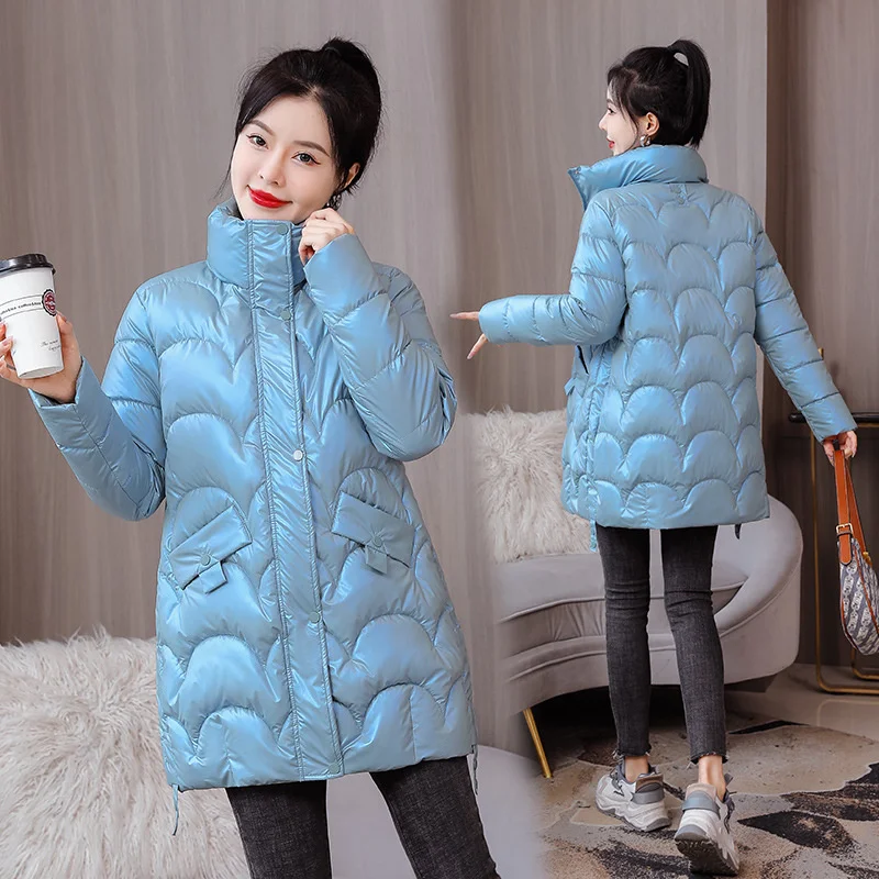 Women Down Cotton Coat 2022 New Winter Parkas Female Jacket Long Stand-up Collar Padded Coat Parka Overcoat Feminino Outwear