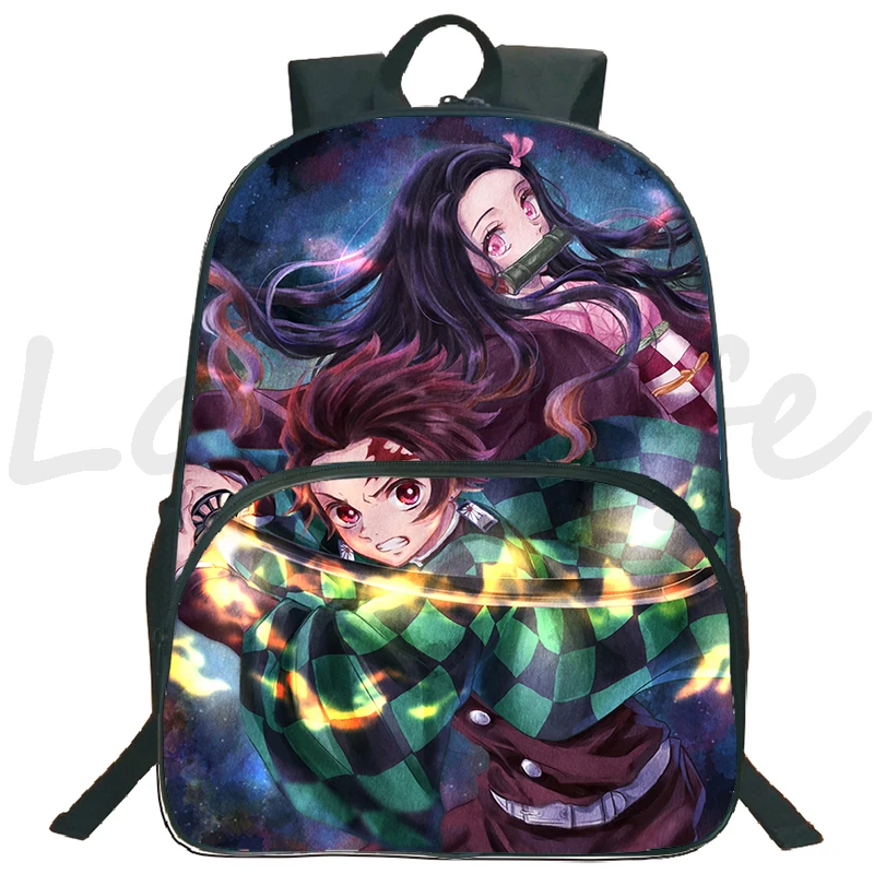 Mochila de Anime Demon Slayer para niños y niñas, mochilas escolares con estampado 3D de Kimetsuno Yaiba, mochilas de viaje impermeables para estudiantes