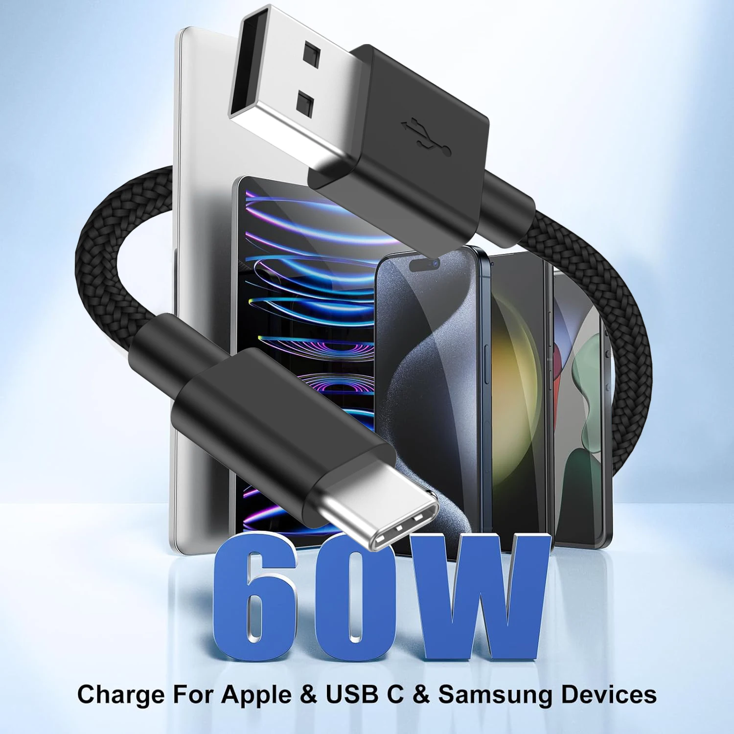 5-Pack USB to USB C Cable for iPhone 17/17 Pro/17 Pro Max/17 Air/16/16e/16 Pro/16 Pro Max/15/15 Pro Max, Type C Charging Cord