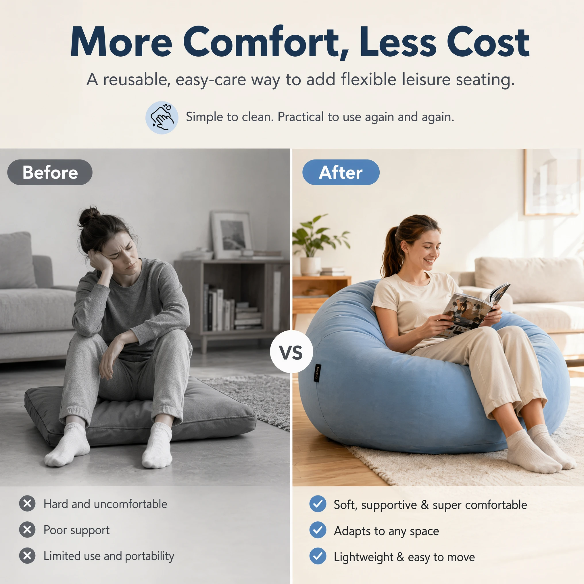 Flocking Inflatable Ball Sofa Portable Round Air Bean Bag Chair Foldable Leisure Inflatable Couch for Bedroom Living Room Indoor Home Furniture image 6