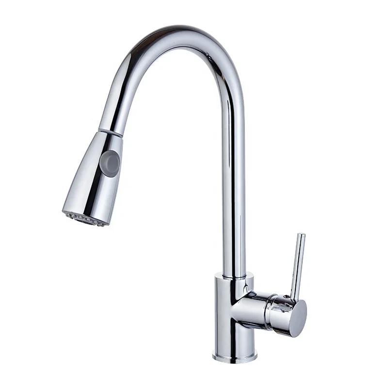 

Factory Cheaper Price OEM Single Handle Brass Water Tap Sink Mixer Flexible Pull Out Kitchen Faucet With Pull Down Sprayer