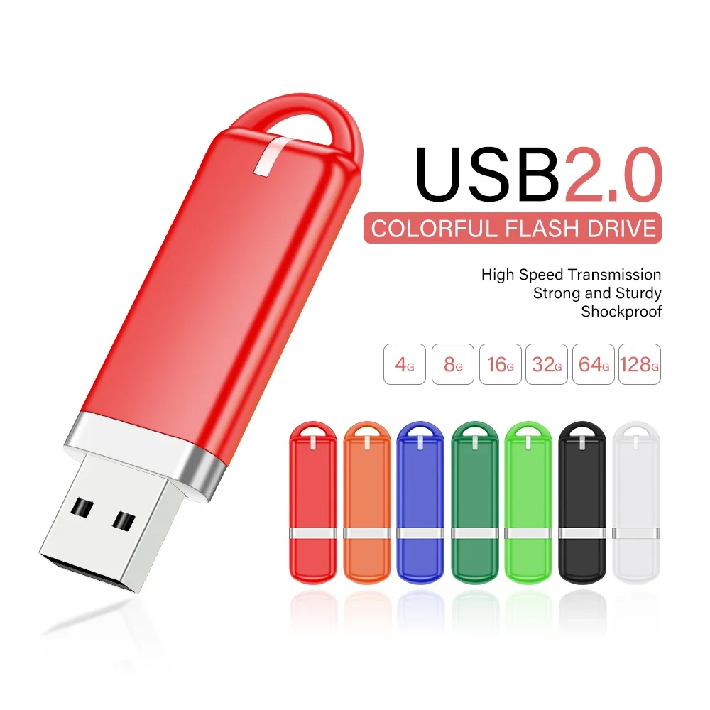 

JASTER Plastic USB Flash Drive 128GB Promotional Memory Stick 64GB Waterproof Pen Drive 32GB Shatterproof Pendrive 16GB 8GB 4GB