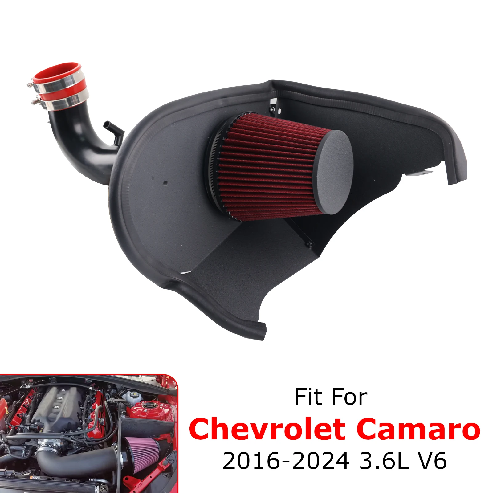 

Cold Air Intake Pipe Filter Kit With Heat Shield For Chevrolet Camaro 2016-2024 Replacement 3.6L V6 Air Intakes Parts