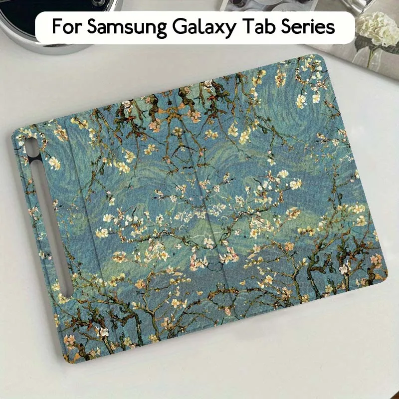Art oil paint flowers ducks For Samsung Galaxy Tab S7 S8 S9 S10 11 12.4 13.1 FE Plus Lite Inch Cover Tablet Case