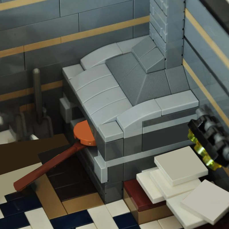 ตัวต่อ 3761 ชิ้น ร้านพิซซ่าแบบโมดูลาร์ MOC ตัวต่อแบบปรับแต่งได้ โมเดลตัวต่อสร้างสรรค์ ของเล่น DIY ของขวัญวันเกิด