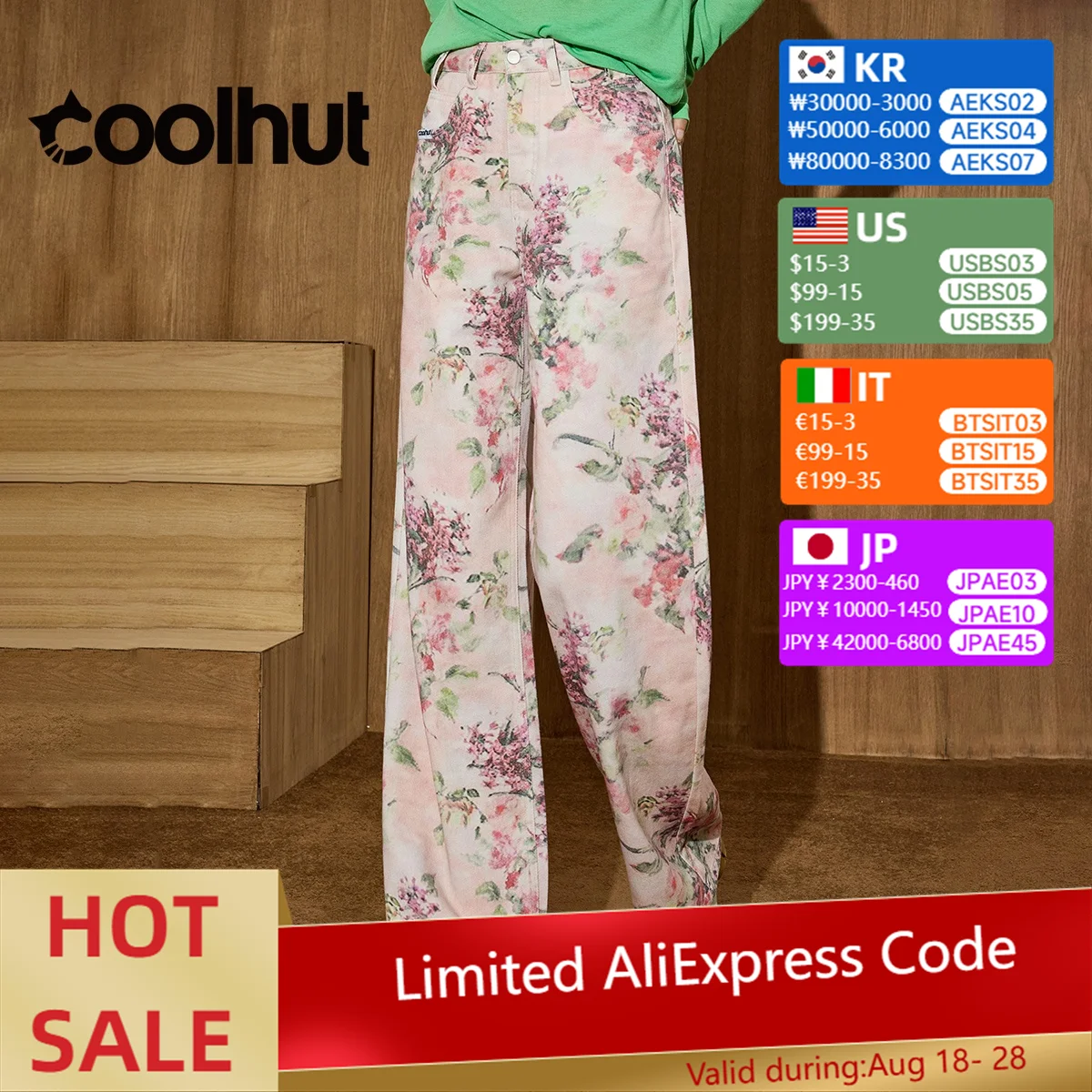 

COOLHUT Women's 2025 Floral Printed Design High Waist Wide Leg Jeans Chinese Style Straight Denim Pants Fall Loose Fit Slimming