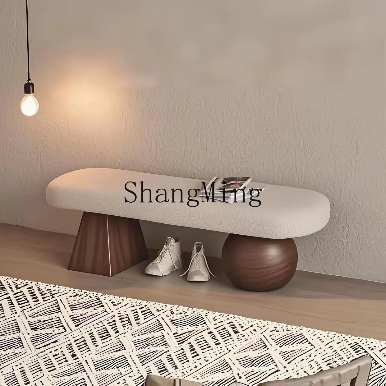 

FG good-looking medieval style solid wood door household shoe stool bedroom minimalist bedside bench