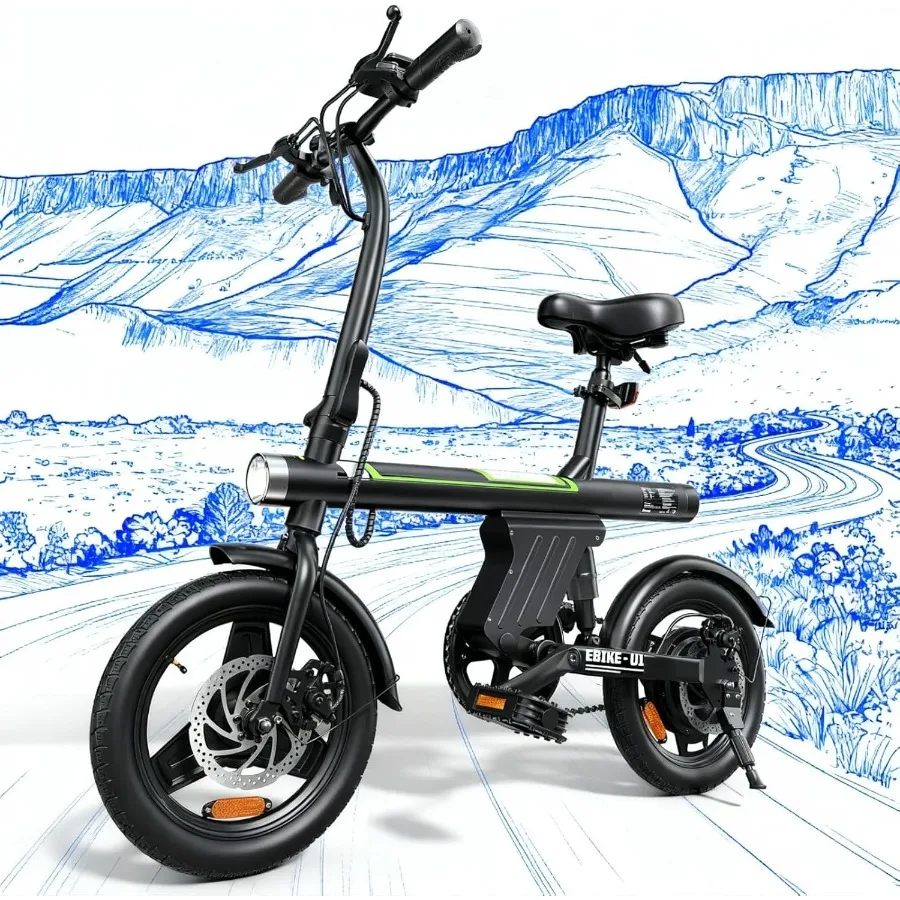 

Электрический велосипед для взрослых, двигатель 500 Вт, 14 складных электровелосипедов с аккумулятором 280,8 Втч UL2849, 20 миль в час, мини-электронные велосипеды для взрослых и подростков, 25 мил