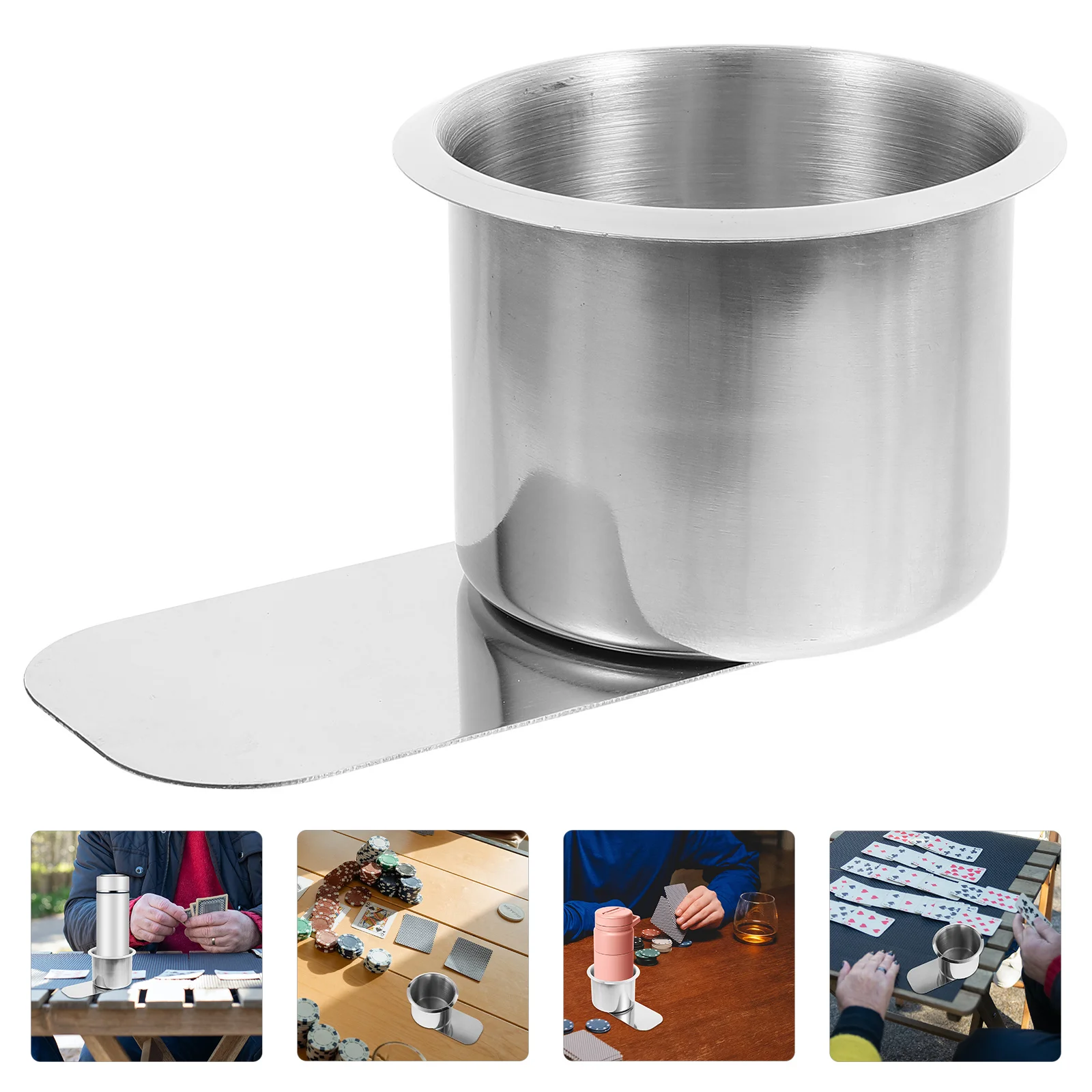 

Metal Poker Table Cup Holder Stainless Steel Drink Can Holder Stable Spill Resistant Cup Accessory Gaming Table Drink Stand
