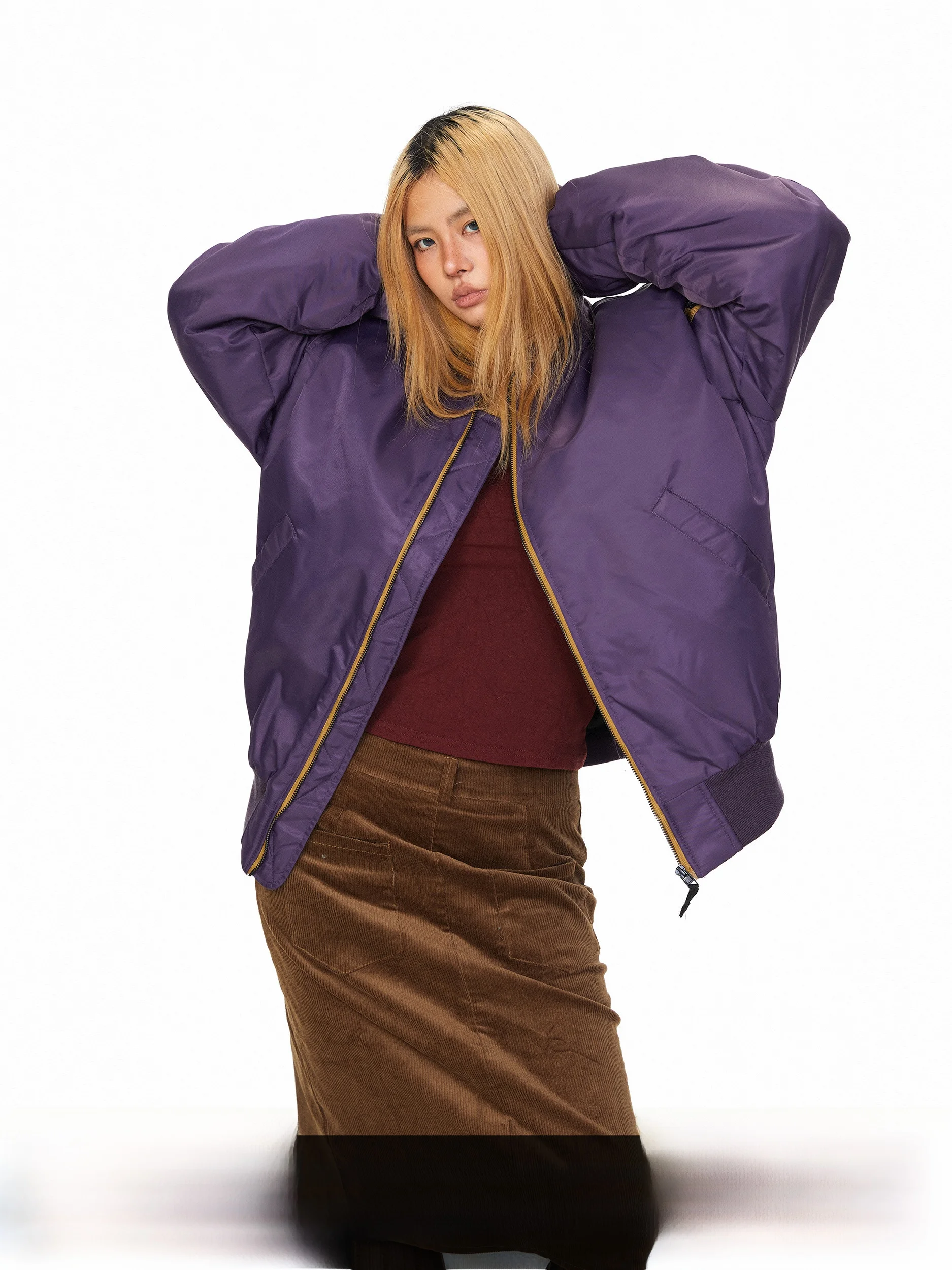 

Blabb Color Blo Zipper Baseball Collar Jaet Thiened Cotton Coat for Women Autumn Winter Casual Sli American Brand