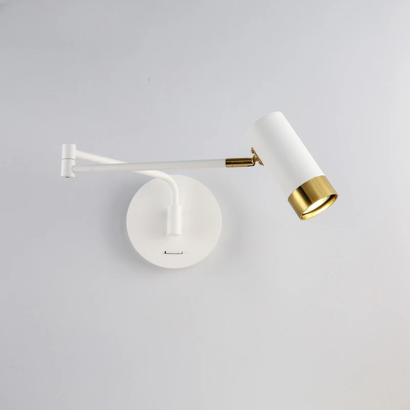 Minimalist Durable Wall Lamps Bedside Lights Modern Study Reading Creative Telescopic Rocker Arm Bedroom Background Wall Sconces