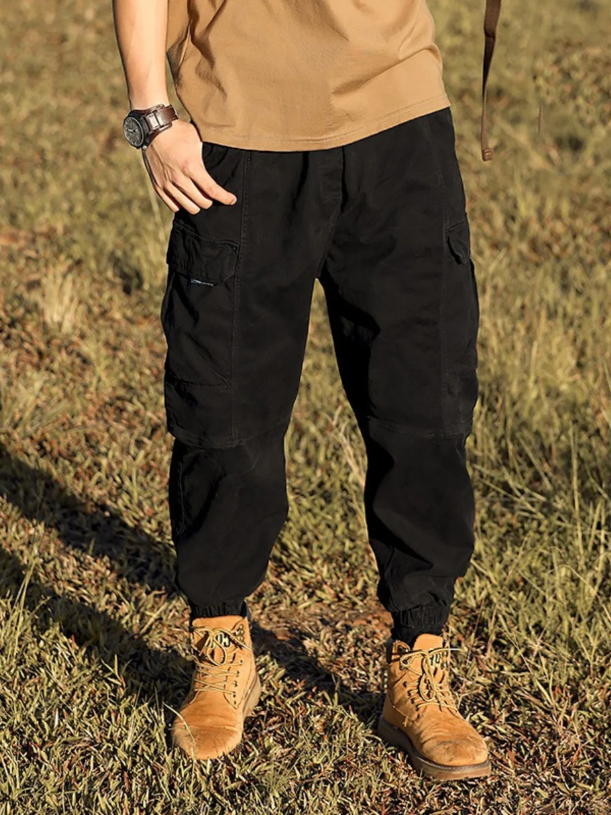 

Мужские рабочие брюки для лесозаготовительных работ, свободного кроя, для активного отдыха, повседневные, хлопковые, с множеством карманов, молодежные, однотонные, укороченные (9/10)