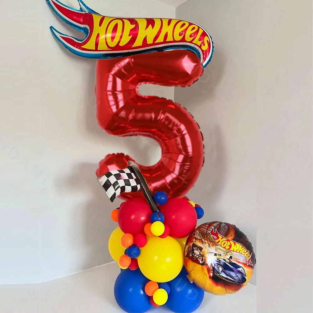 49pcs Hot Wheels Theme Birthday Party Balloon Decor Racing Ball Set Flamme Cars Globos For Boy Girls Baby Shower Decor Supplies