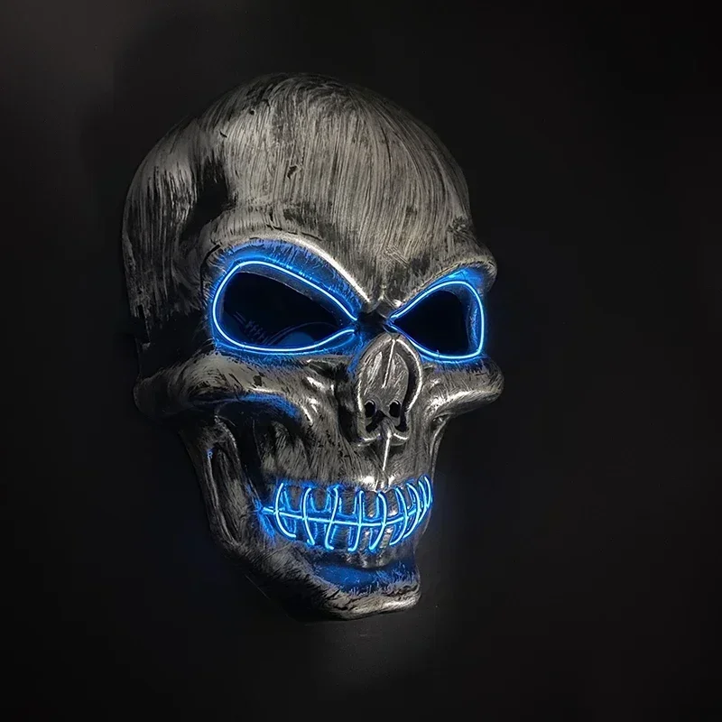

Halloween Glowing Skull Headwear, Party Mask, Horror Skeleton Head Flashing in the Night Disguise