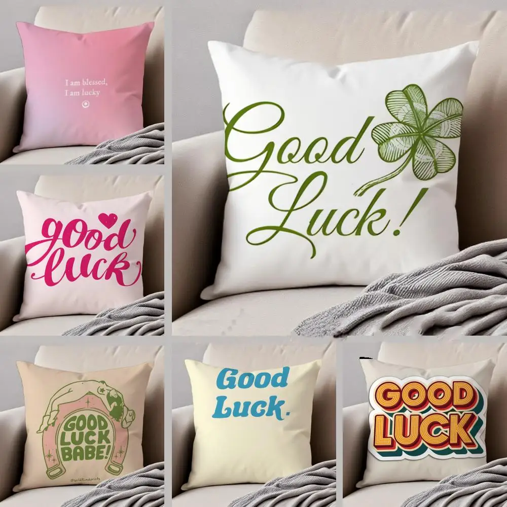 S-solid color series blessing luck Cushion Cover Linen Pillow Case Soft Breathable Protective Couch Room Decoration