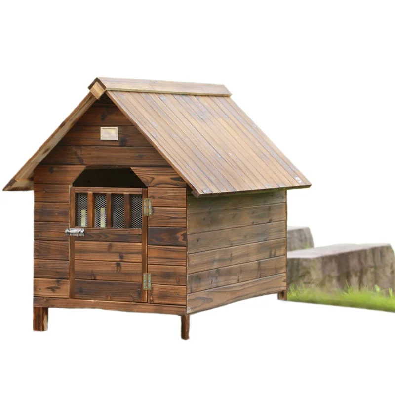 Rainproof and waterproof outdoor solid wood carbonized dog house  cat house dog kennel cat nest pet house cat