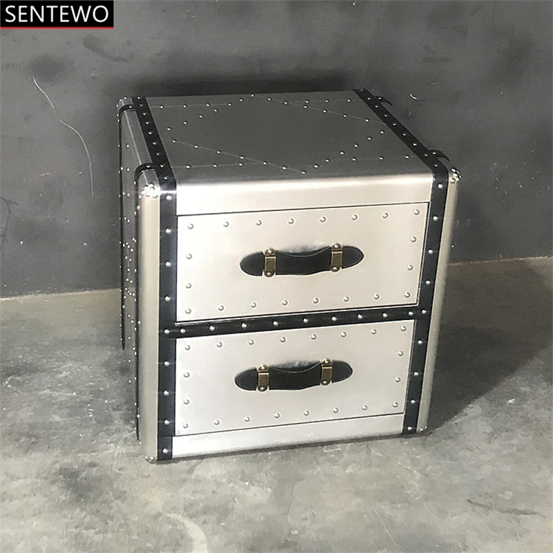 Sentewo Industrial Cube Brushed Retro Night Coffee Table Antique Wooden Commercial Furniture Coffee Kitchen Storage Cabinet