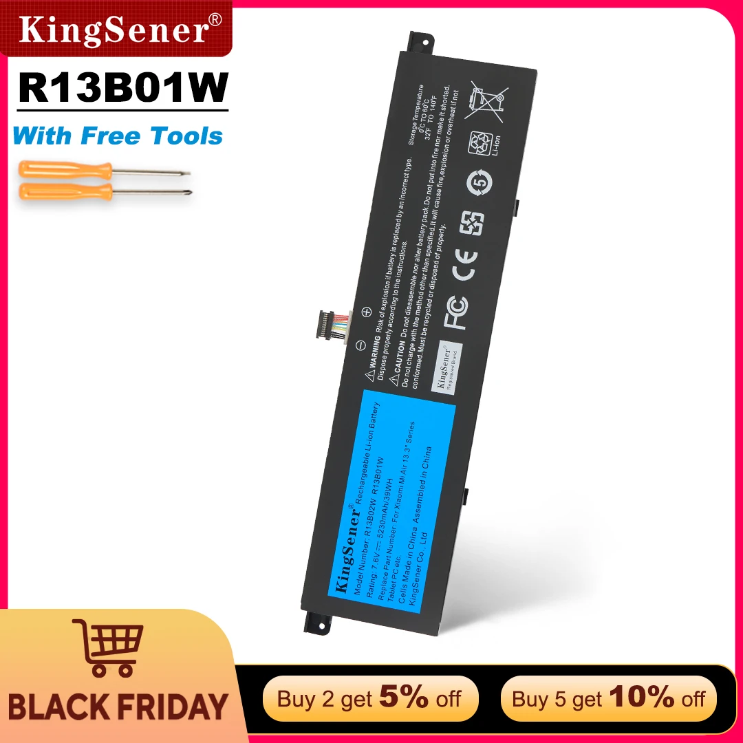 

KingSener 7,6 В 5230 мАч Новый аккумулятор для ноутбука R13B01W R13B02W для планшетных ПК серии Xiaomi Mi Air 13,3 дюйма 39WH