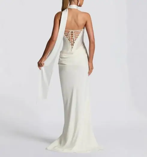 2025 여름 신상 여성 패셔너블하고 섹시한 민소매 스트랩리스 순수 리본 장갑 주름진 힙 드레스 여성복