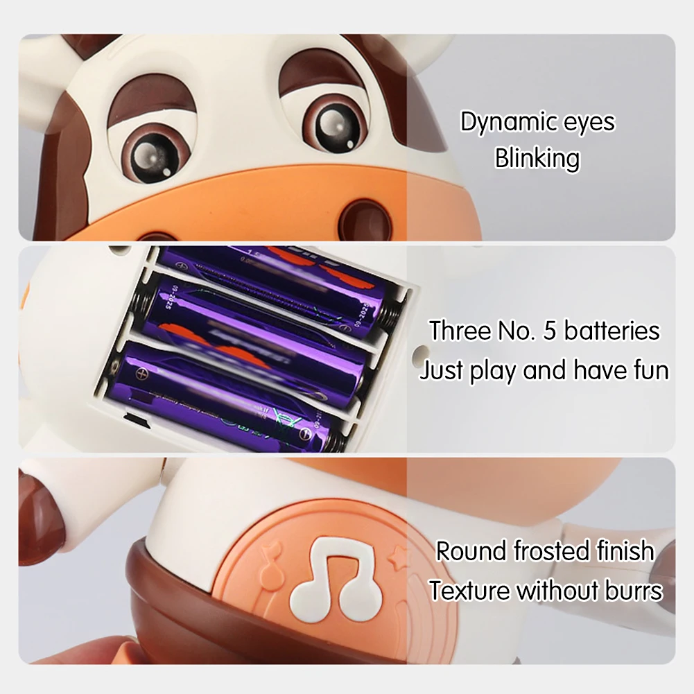 Juguete de vaca para bebé que camina bailando, juguetes educativos sensoriales para niños pequeños con regalo ligero para niños y adultos