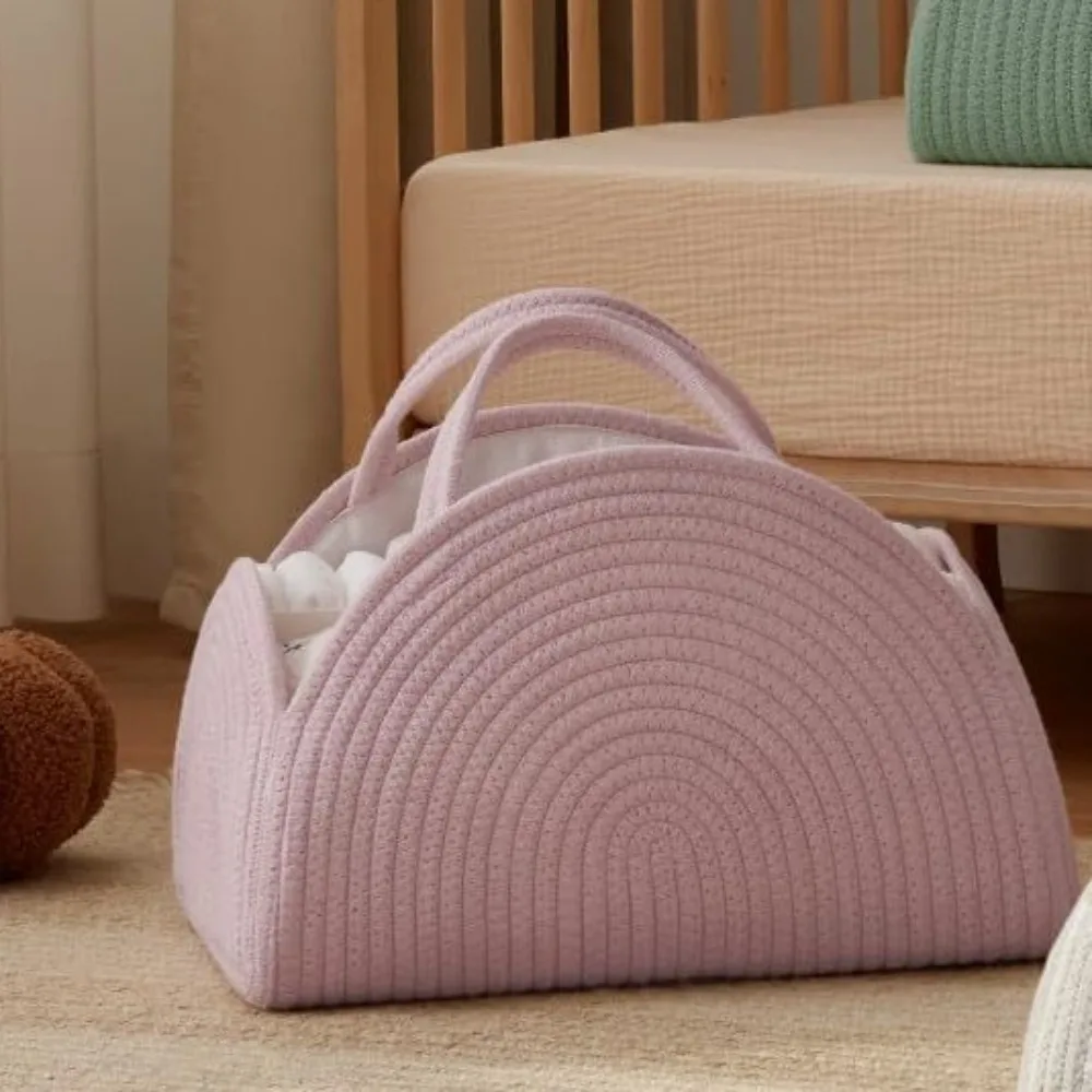 

Детские товары, многофункциональная сумка для детских подгузников с ручкой, большая вместительная тканая корзина, складной органайзер для подгузников из хлопковой веревки для новорожденных