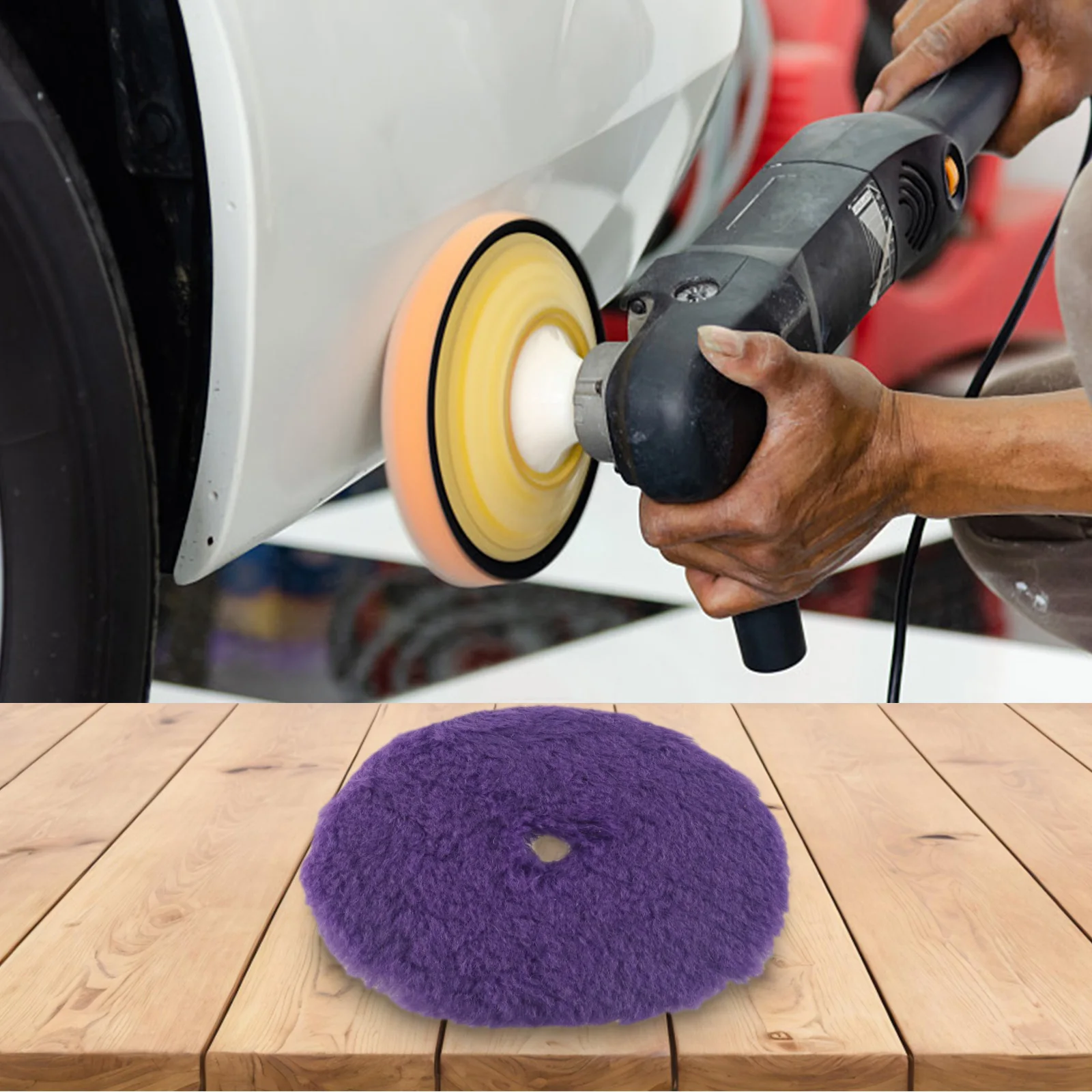 Car Buffer Pad Car Paint Polishing Hooks Loops Easy To Install Easy To Use Long Wool Pad Diameter 150mm For Car Polishing