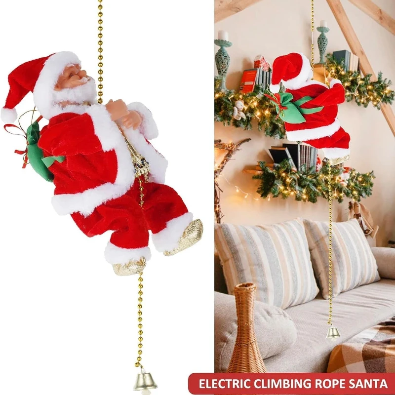 Santa Claus Electric Climbing Bead Chain Battery Driven Christmas Mobile Indoor and Outdoor Christmas Tree Hanging Accessories
