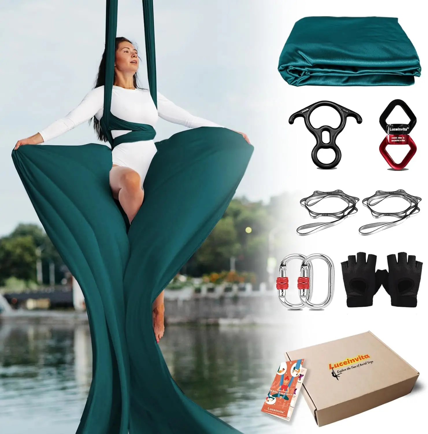 

Silks Hammock Kit for Home and Outdoor, Nylon Tricot Flying Yoga Silk Swing for Gymnastics with Full Hardware