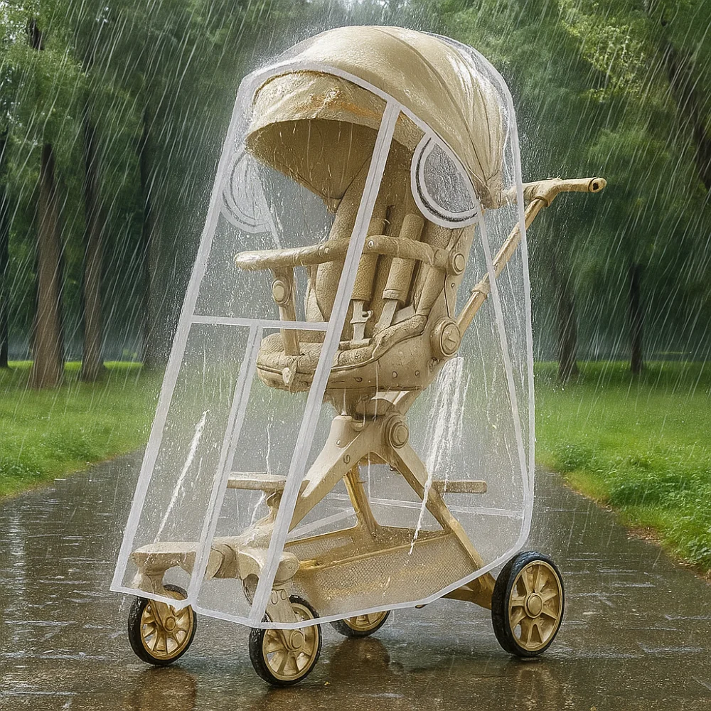 Transparent Baby Strollers Rainproof Cover Waterproof Windproof Baby Pram Rain Cover Travel Nobstructed View Pushchair Raincoat