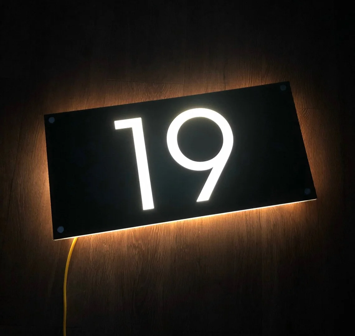 Custom House Number Illuminated House Sign Modern Address Plaque House Numbers