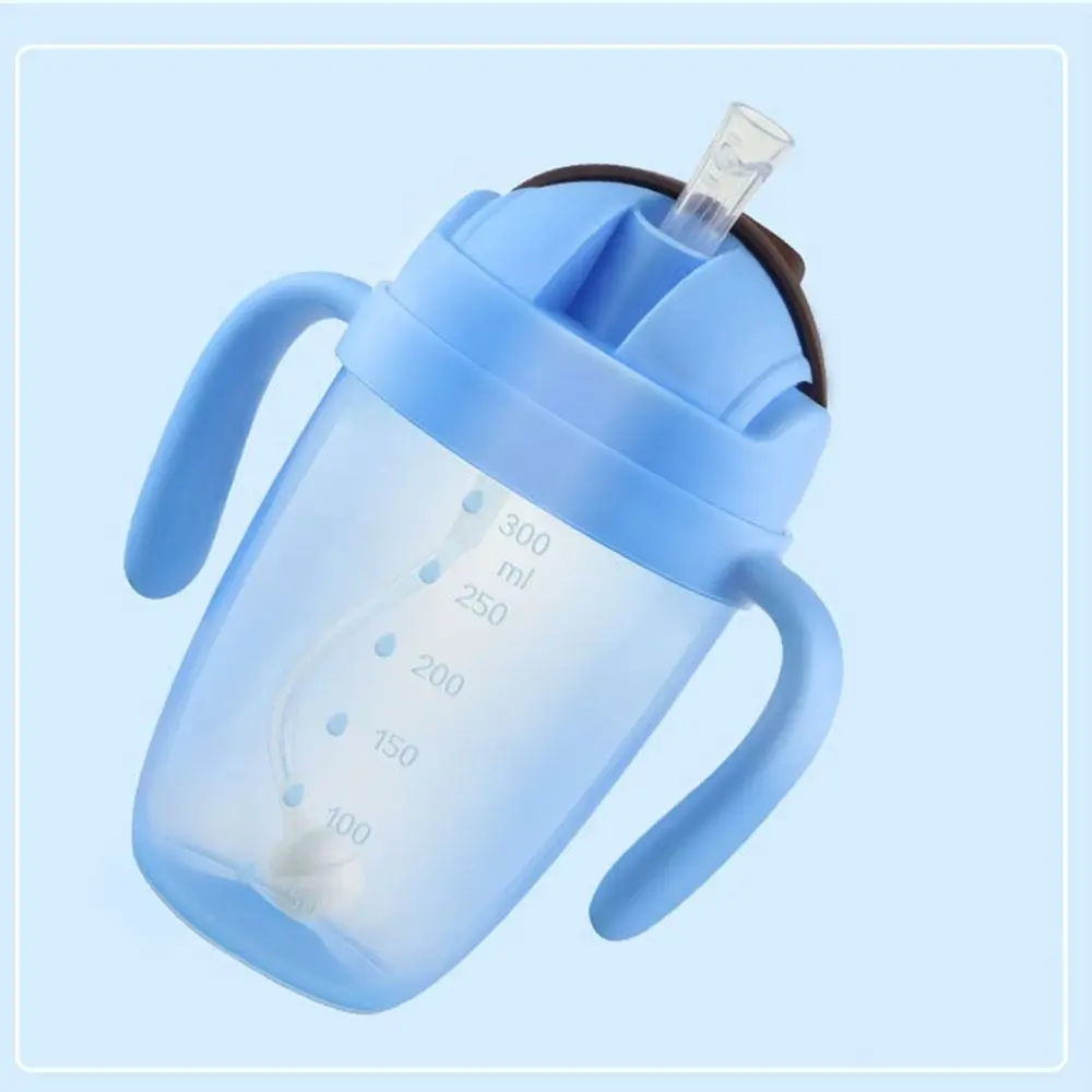 300ML Children Learning Cup Flip Lid with Double Handle Infants Water Bottle Kettle Milk Tea Cup Wide Caliber Kids Sippy Cups