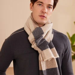 Men Scarf 100% Goat Cashmere Knitted Winter Soft Keeping Warm 180*28cm Scarves For Male FJ01