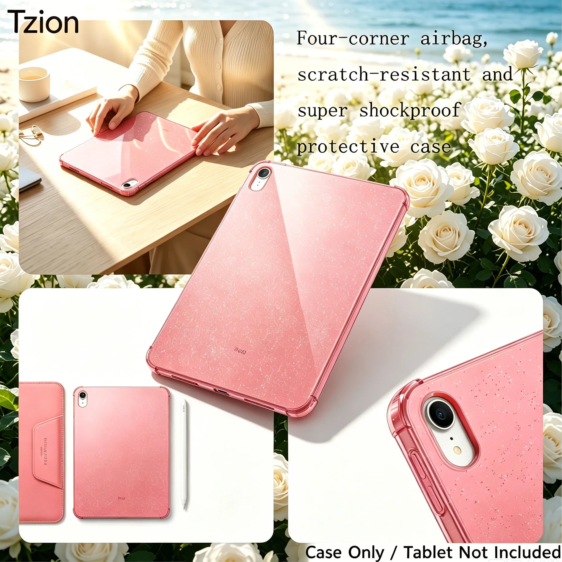 For iPad 10th/11th Generation, Glitter Series Slim Case, Bare-Hand Feel, Scratch-Resistant