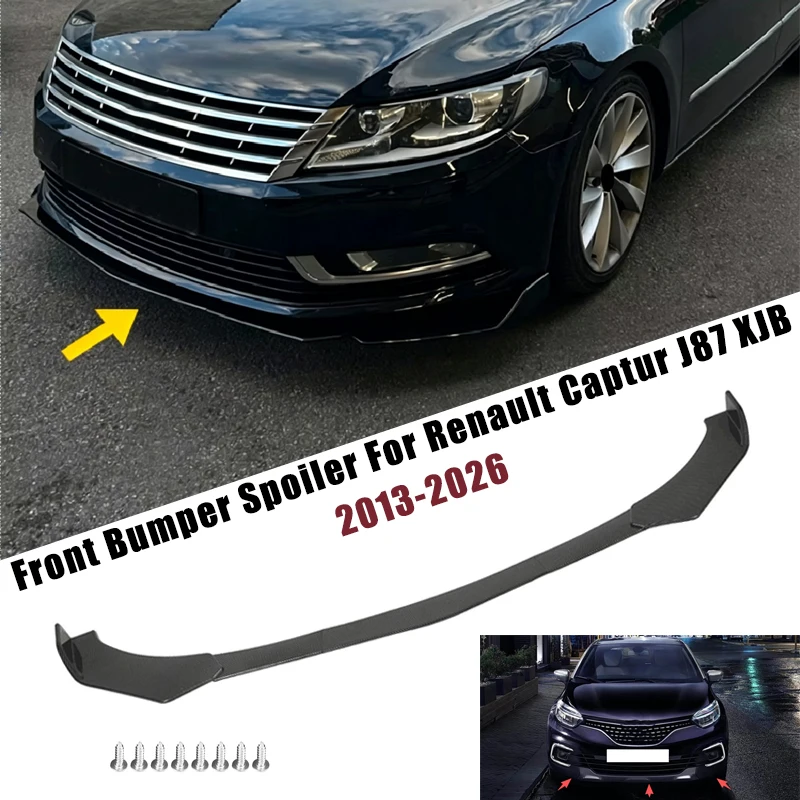 Sport Front Bumper Splitter Spoiler Lip For Renault Captur J87 XJB 2013-2026 5Pcs Adjustable Sectional Car Tuning Body Kit